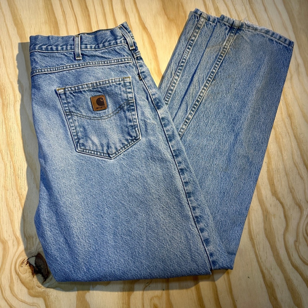 Carhartt Mens 38x34 B17 STW Relaxed Fit Tapered Leg Light Wash Denim Jeans